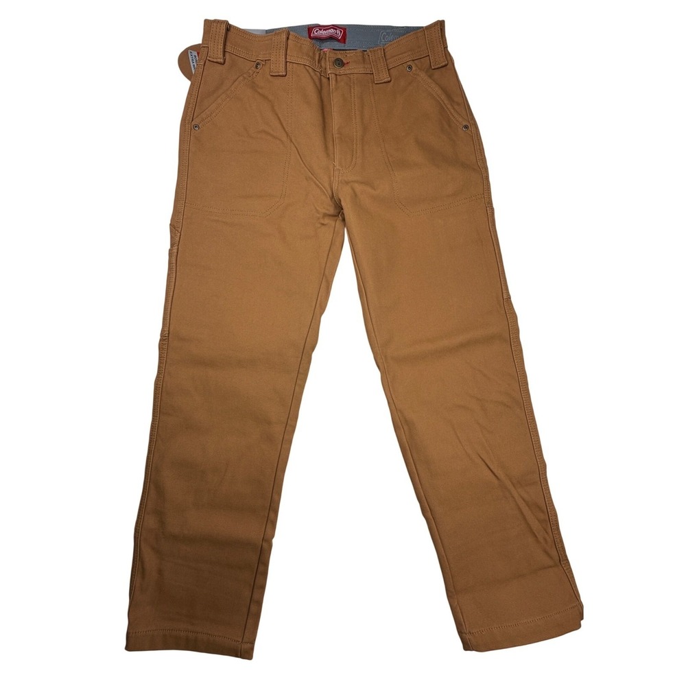 Coleman Fleece Lined Pants Mens 32x30 Brown Stretch Canvas Utility Workwear NEW
